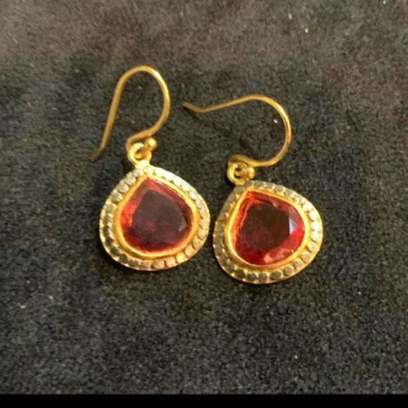 Sterling Silver Pierced Earrings Pink Quartz Stone Marked 925 22 Karat… - Picture 2 of 9